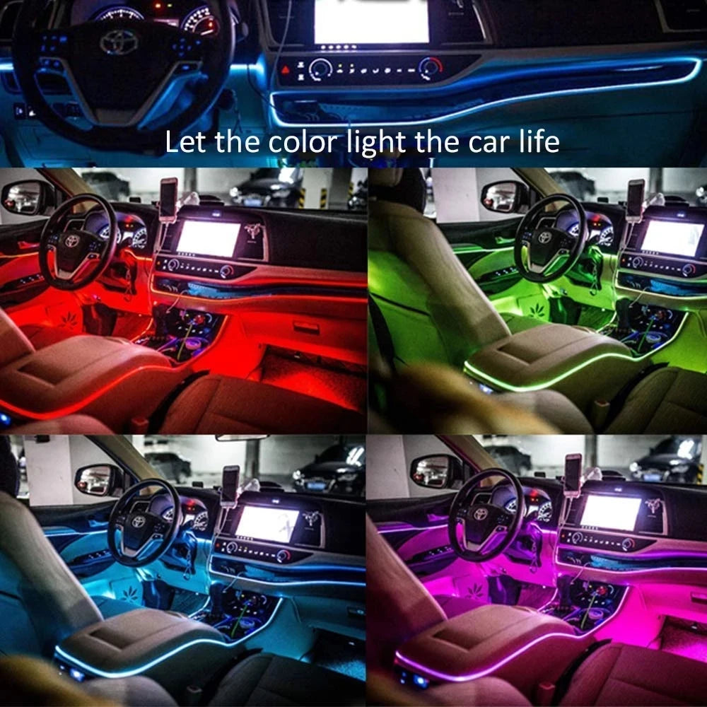 Vibrant USB LED Car Interior Lighting Strip - Flexible Neon Atmosphere Lamp for Ultimate Ambiance